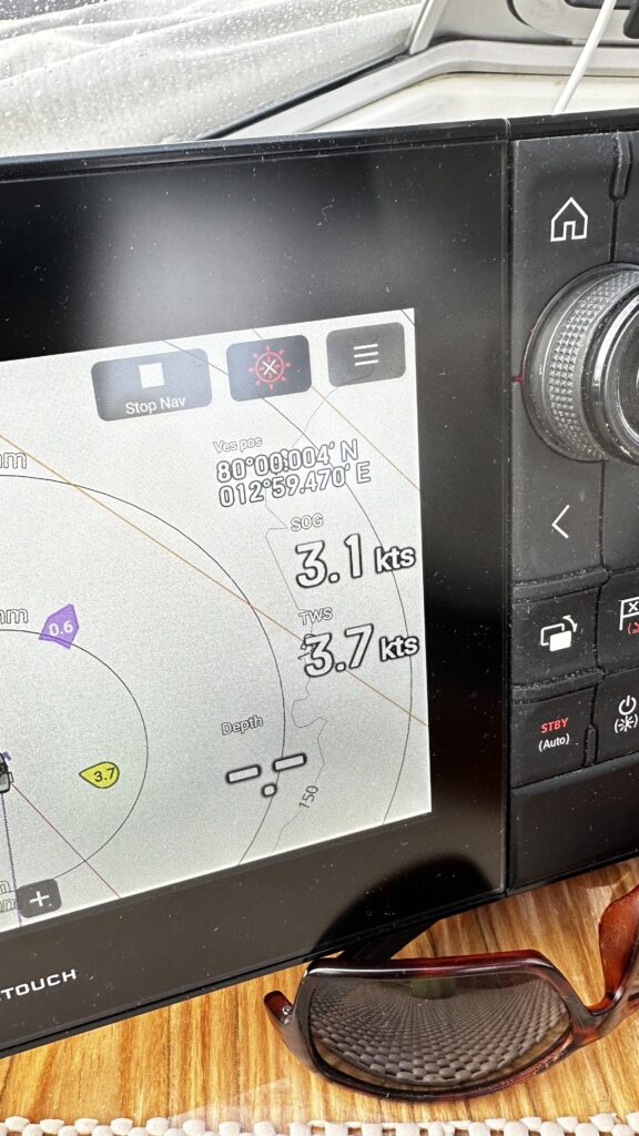Picture of the navigation showing 80 north