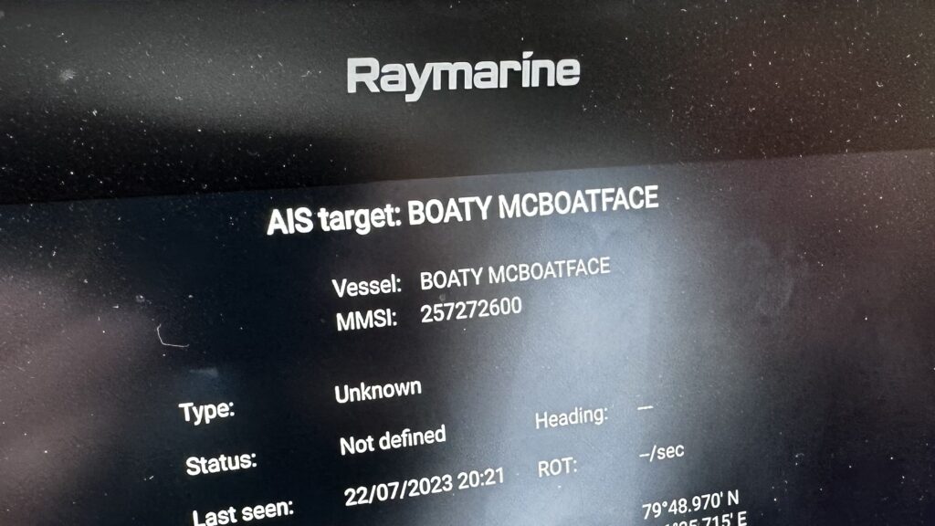 Picture of the AIS with Boaty Mc Boatface
