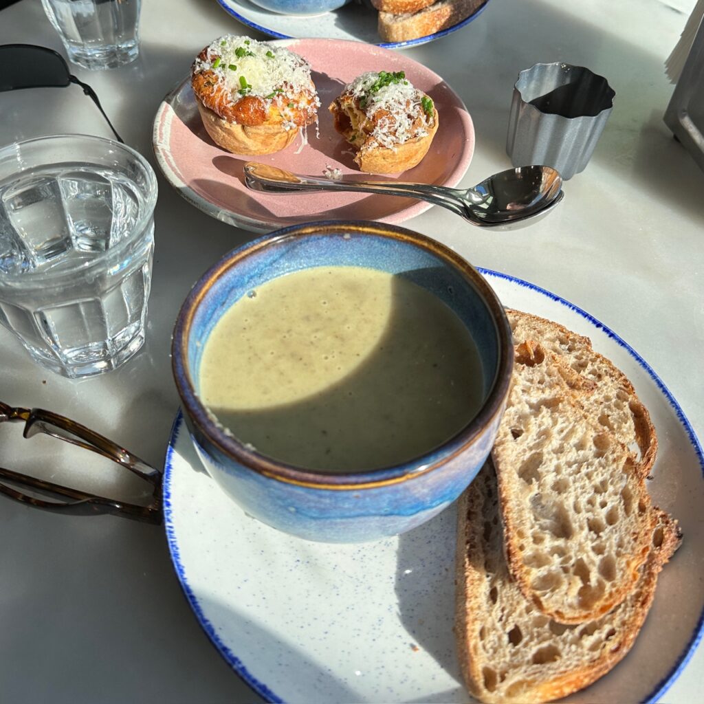 Soup and bread at the bakery