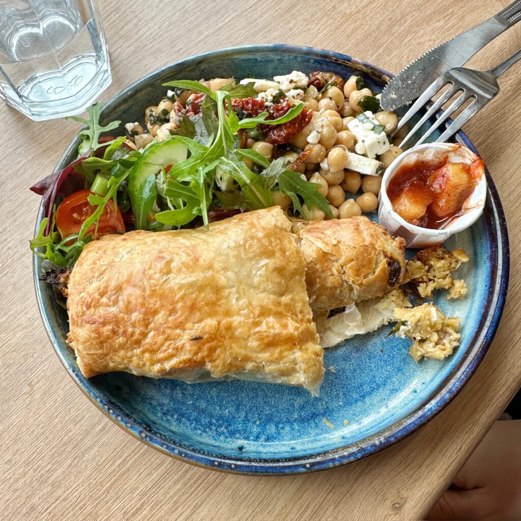 Chickpea roll and salad
