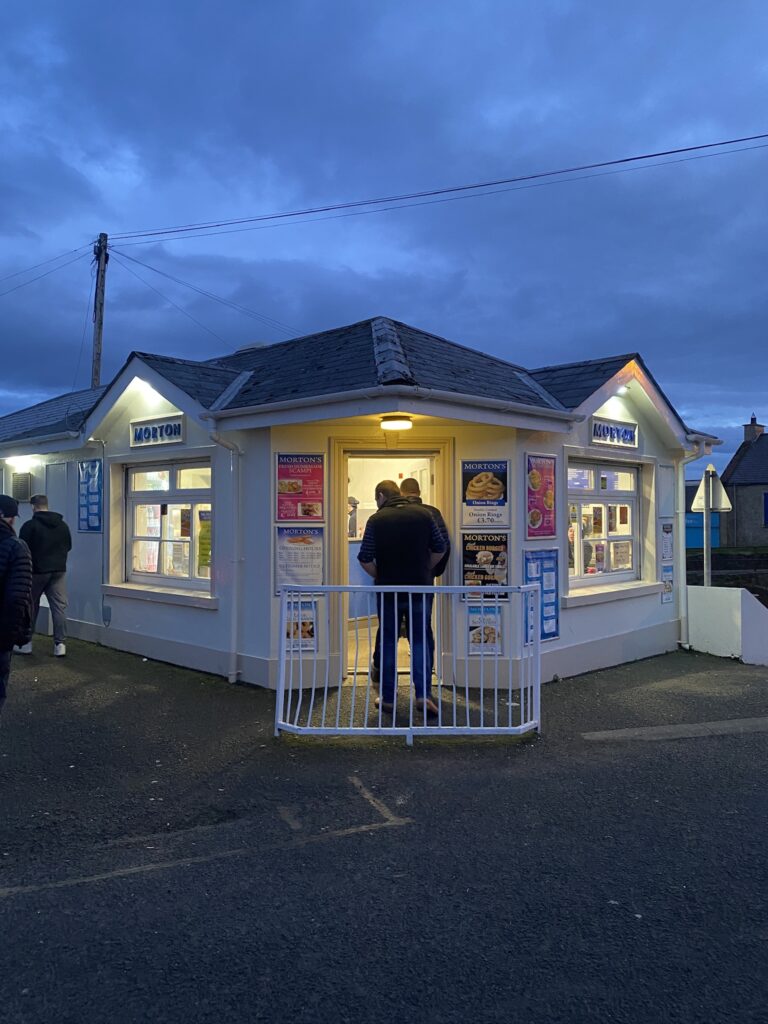 The very popular fish and chips shop