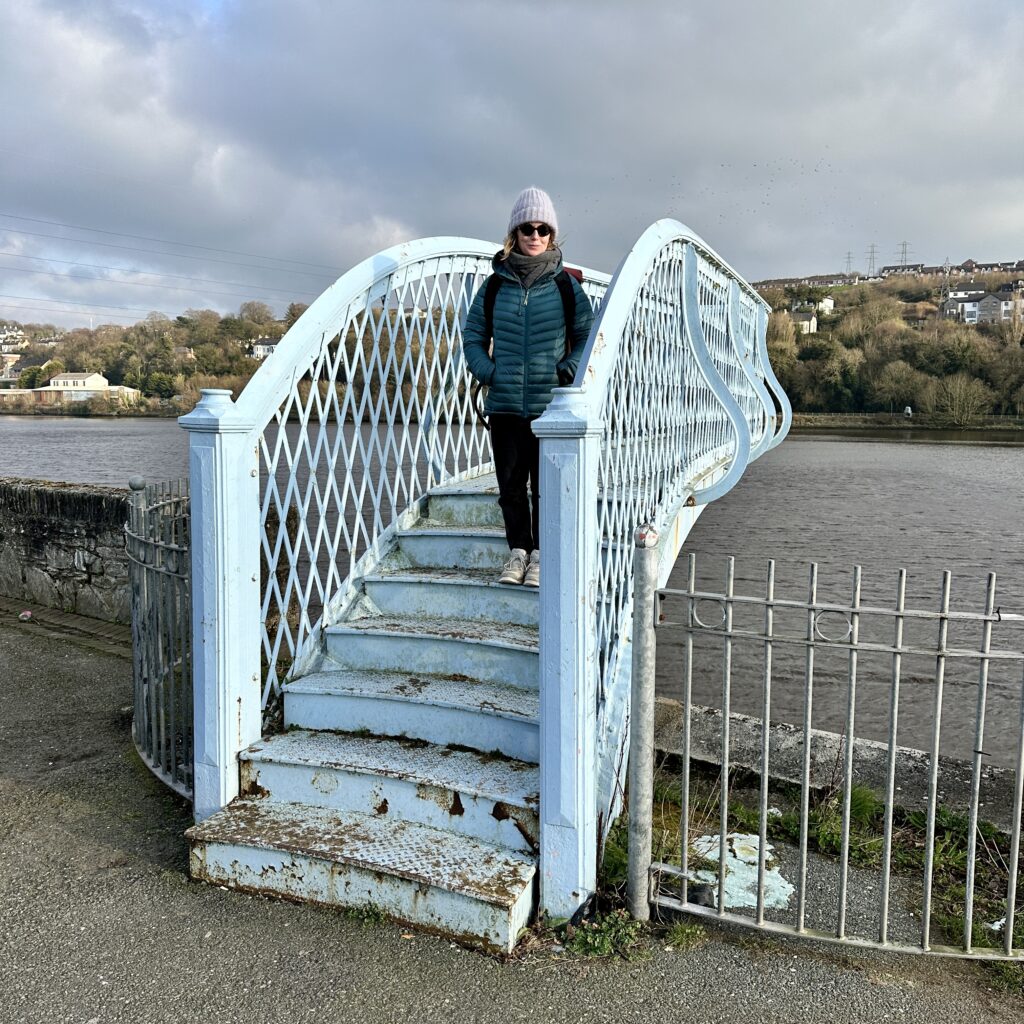Sarah on Derrys third bridge