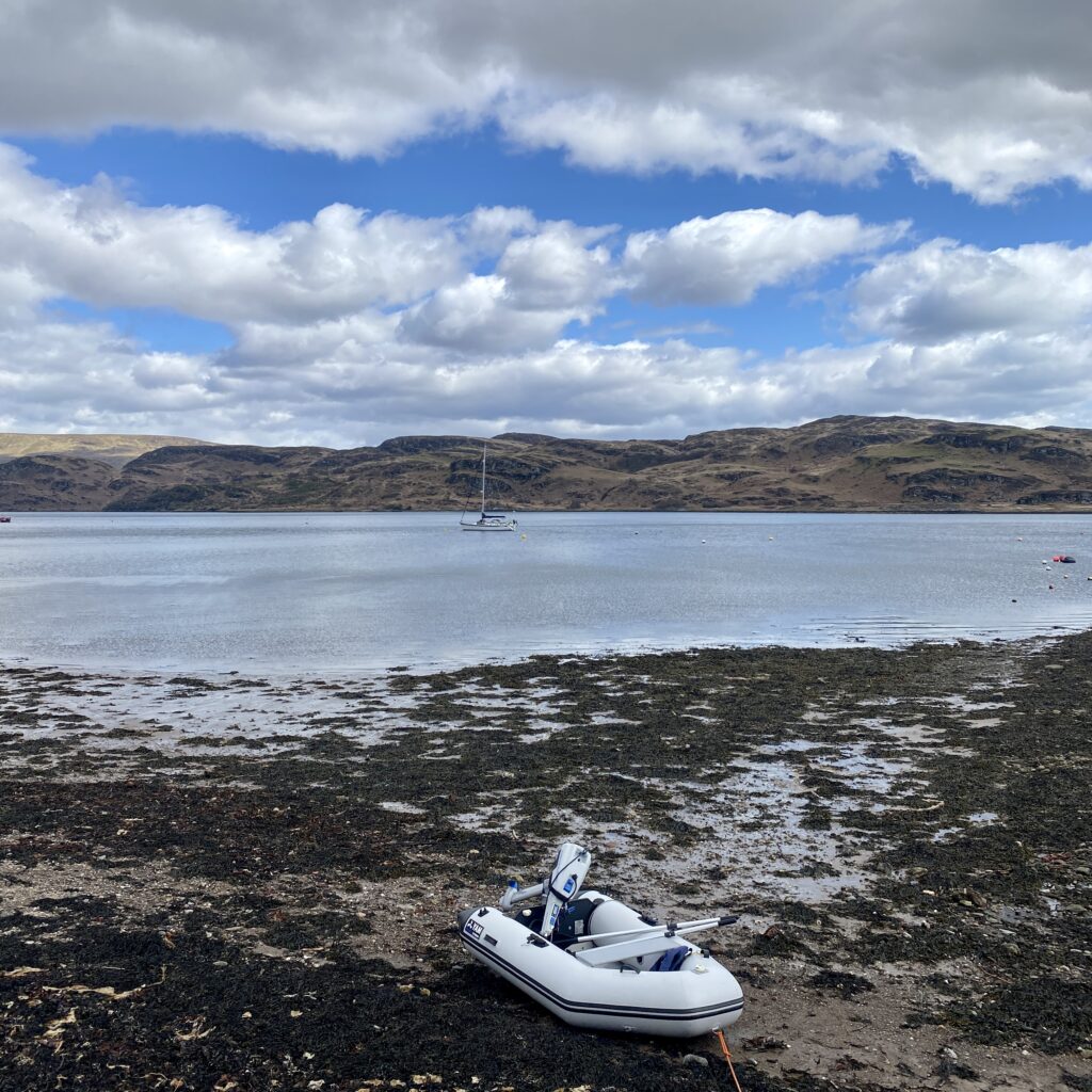 Snow Bear moored seen from Tignhabruiach 