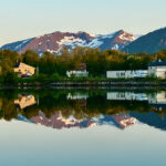 Montains and little norwegian town
