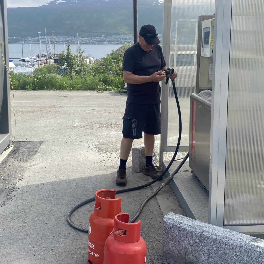 Steve refilling the gas