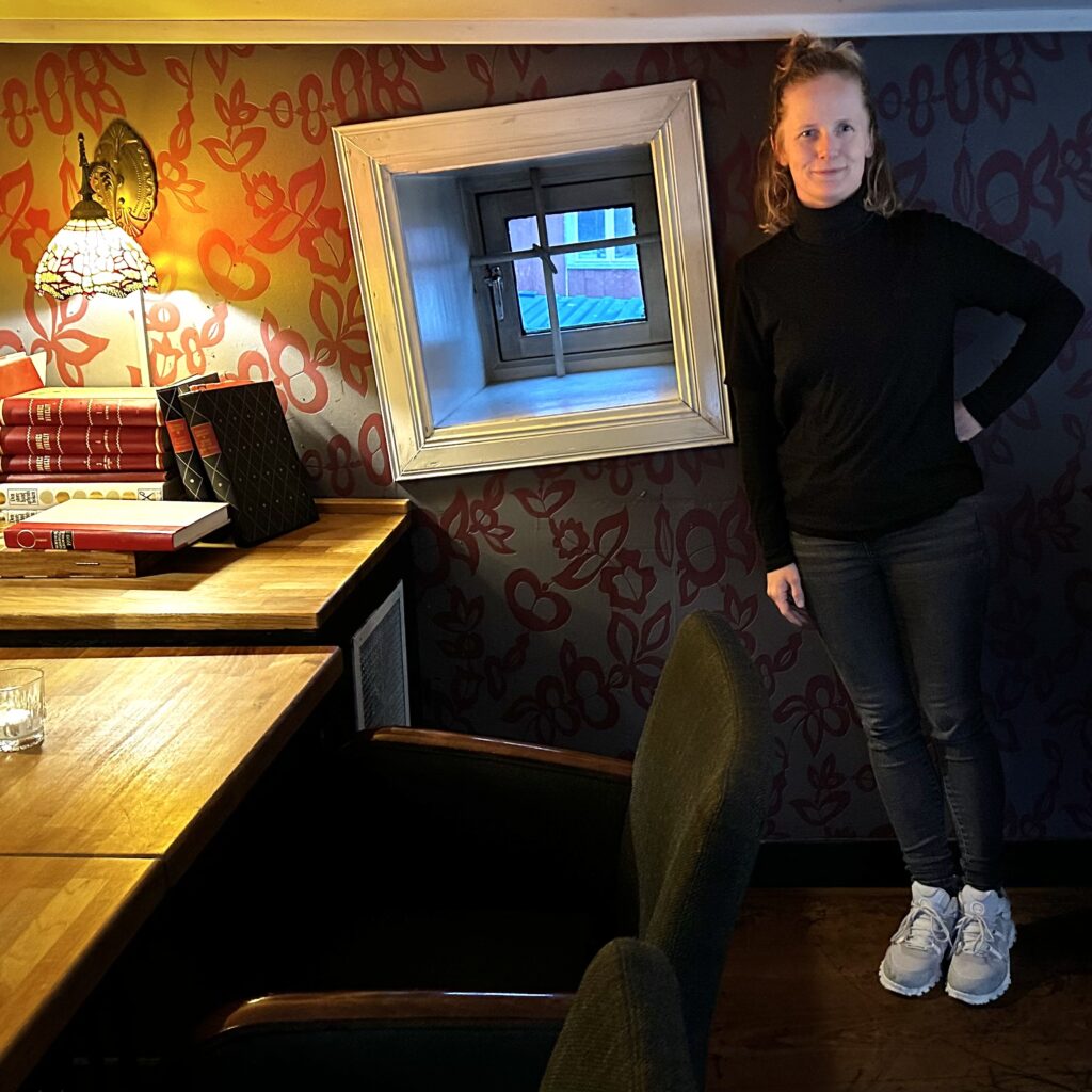 Sarah and crooked window