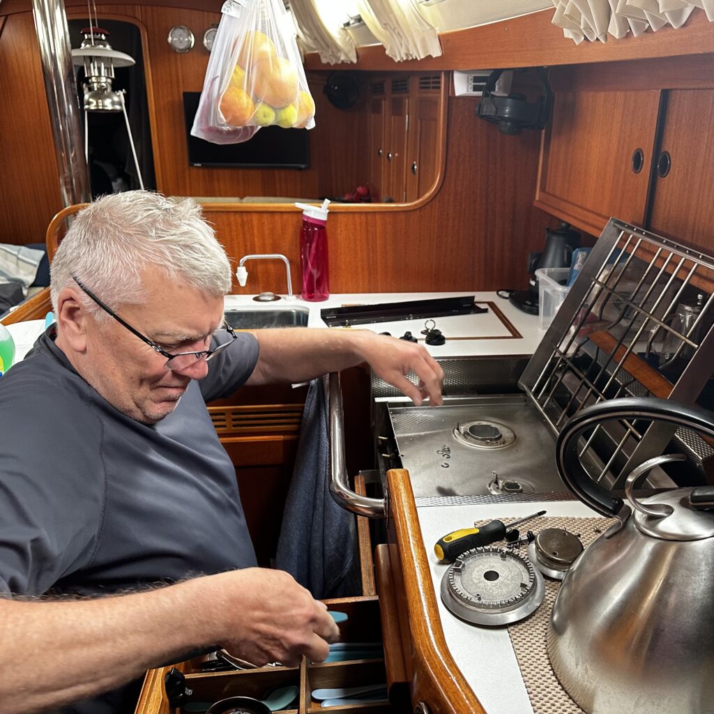 Steve fixing the stove