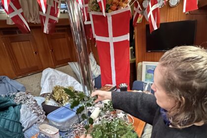 Chrismas decorations on the boat