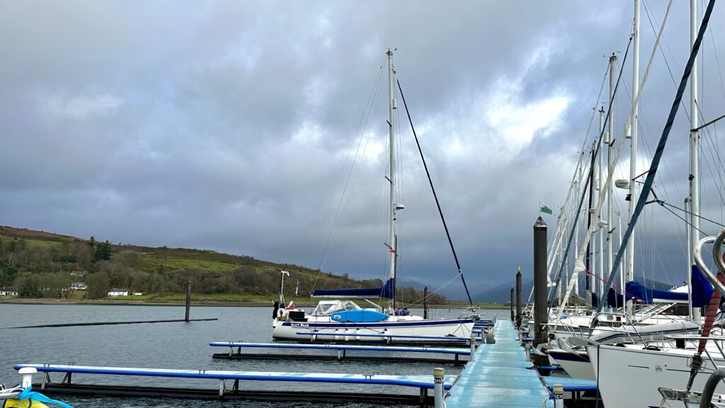 Morred at marina at Isle of Bute