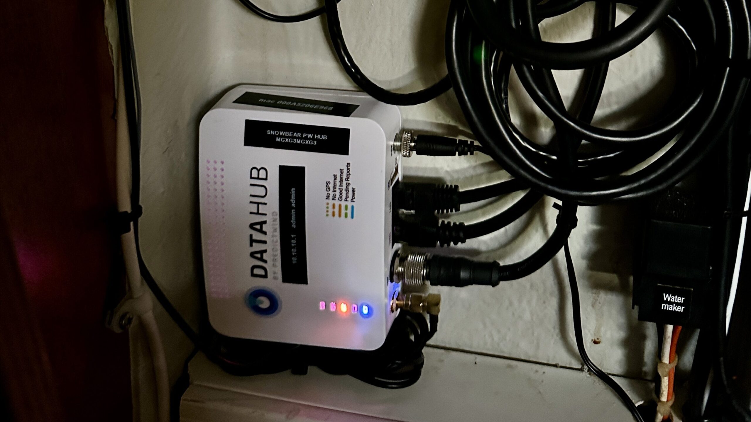 picture of predictwind data hub installed on a boat