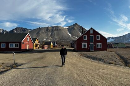 Steve walking alone in Ny Alesund
