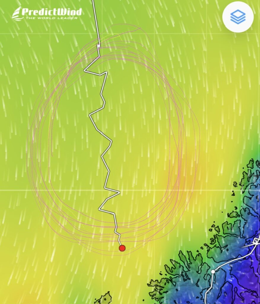 Picture of predictWind and how our track sailing across