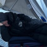 Steve sleeping in the cockpit