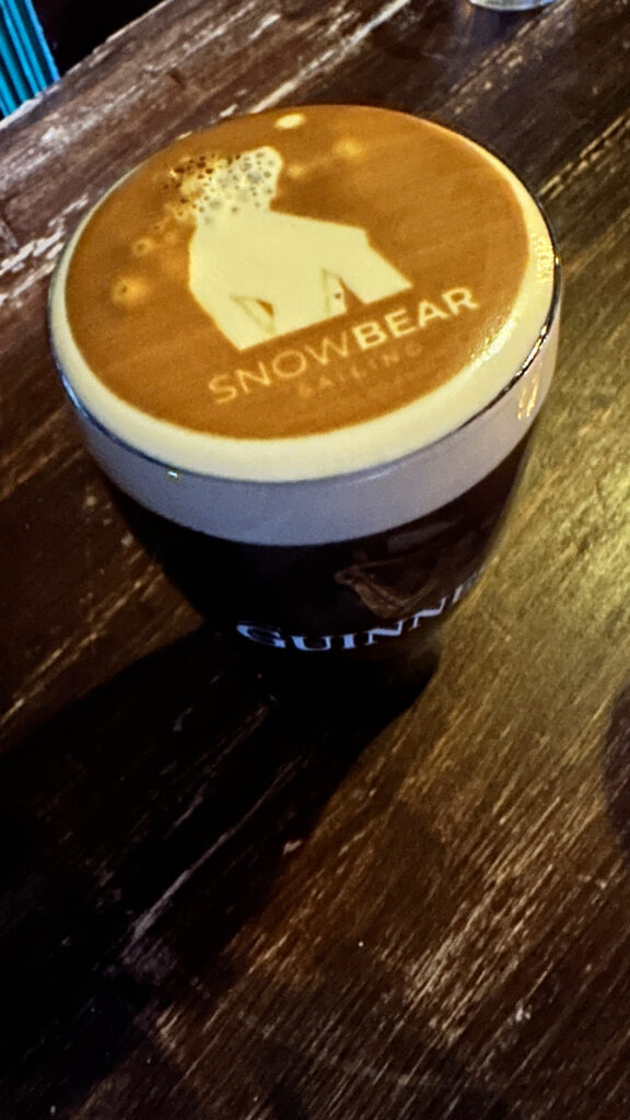 Snowdear logo in guiness bear