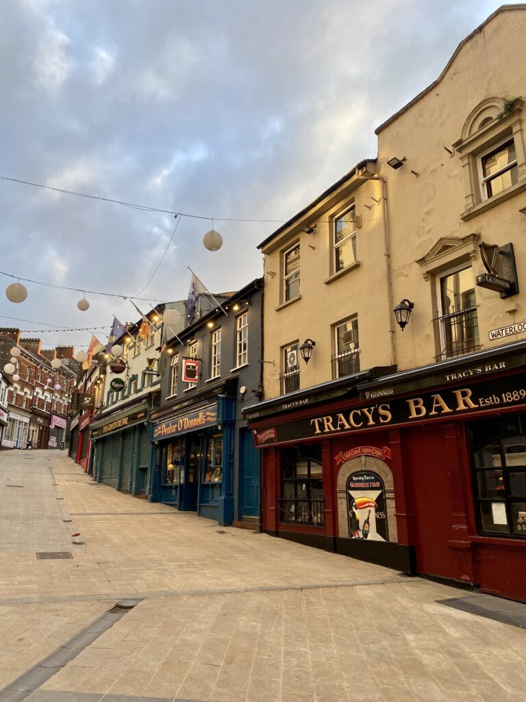 The party street with old pubs