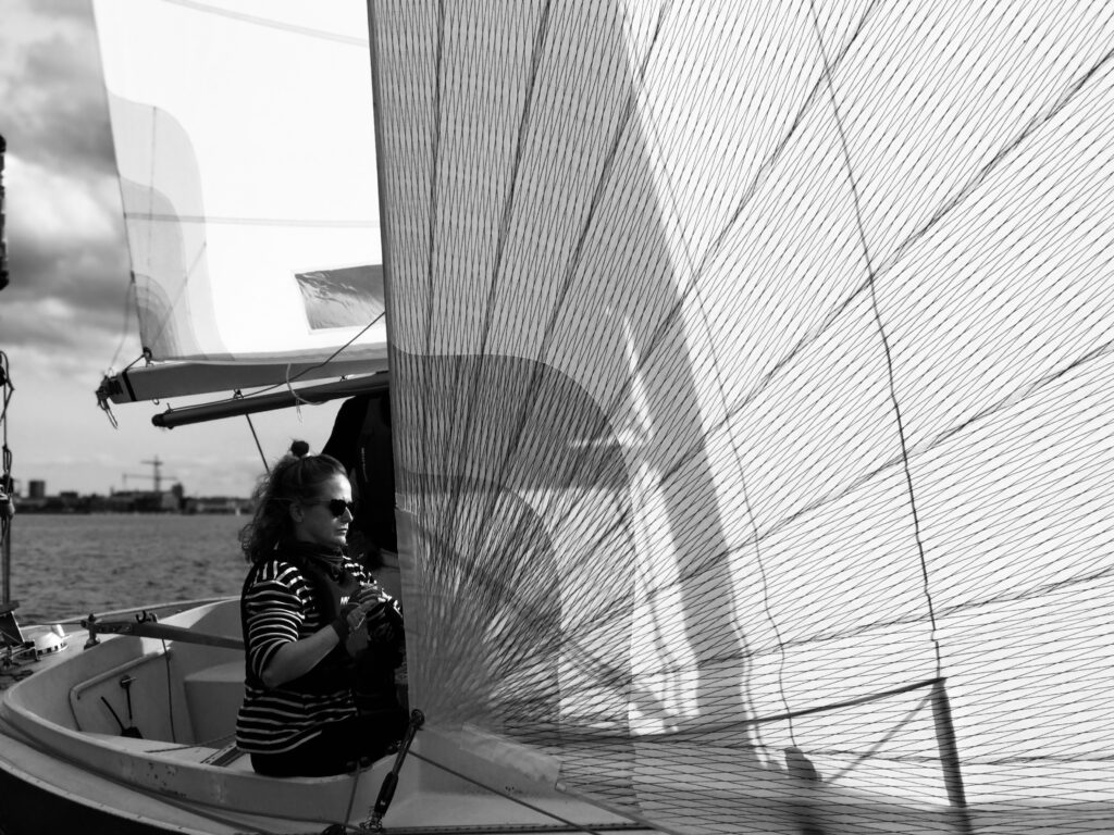 Sarah sailing a Spækhugger
