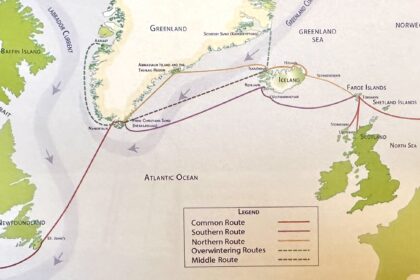 picture of the Viking sailing Routes across the Atlantic