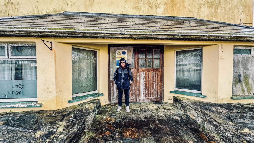 Sarah at abandoned hotel