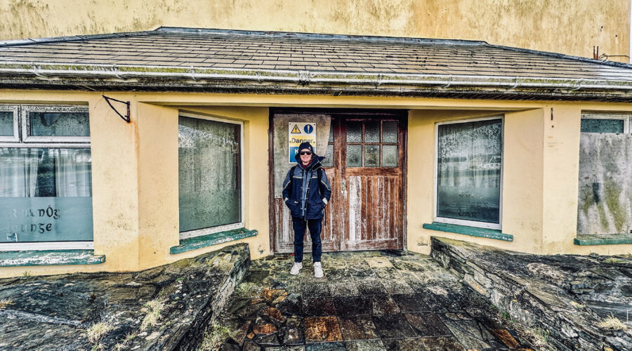 Sarah at abandoned hotel