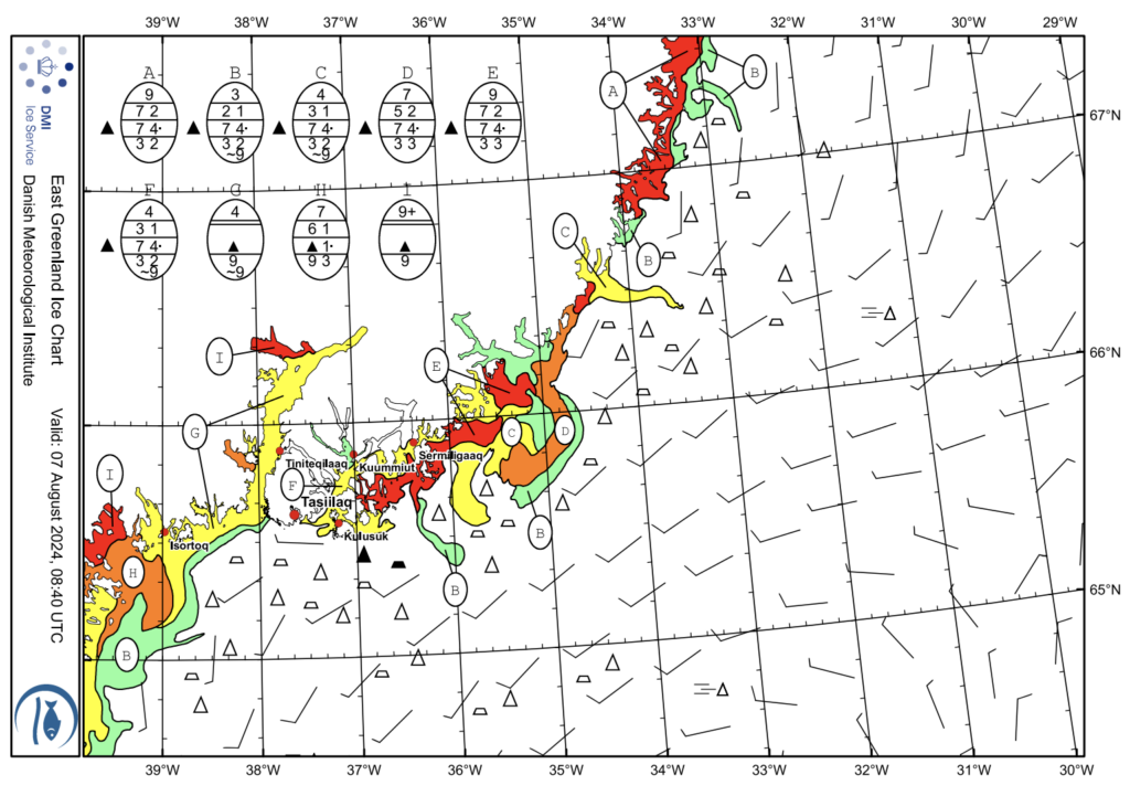 Ice chart for East Greenland