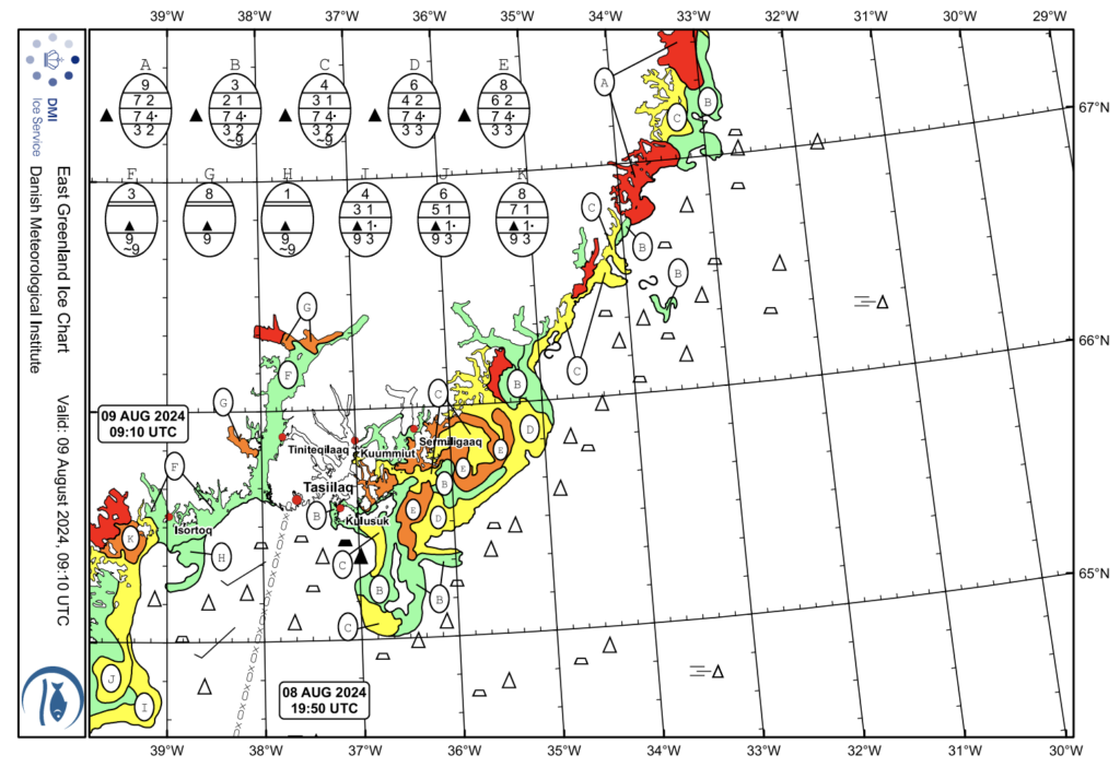 Ice chart for East Greenland